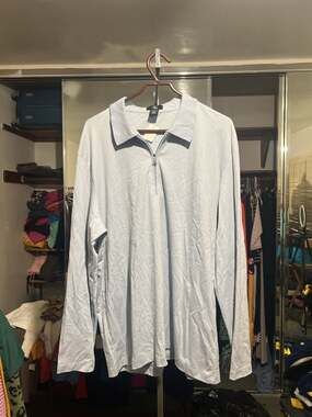 Calvin Klein Men's Light Blue Long Sleeve Zip Polo Shirt XXL